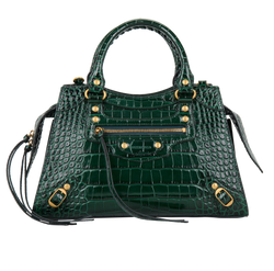 Neo Top Handle, Croc Embossed, Leather, Green, 535269, S, 2*